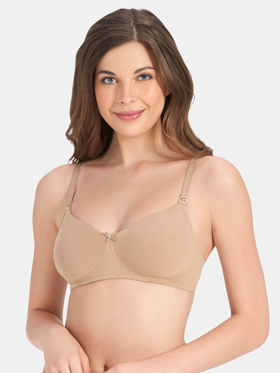 Amante Solid Non Padded Wirefree All Day Comfort Super Support Bra BRA78101, Beige