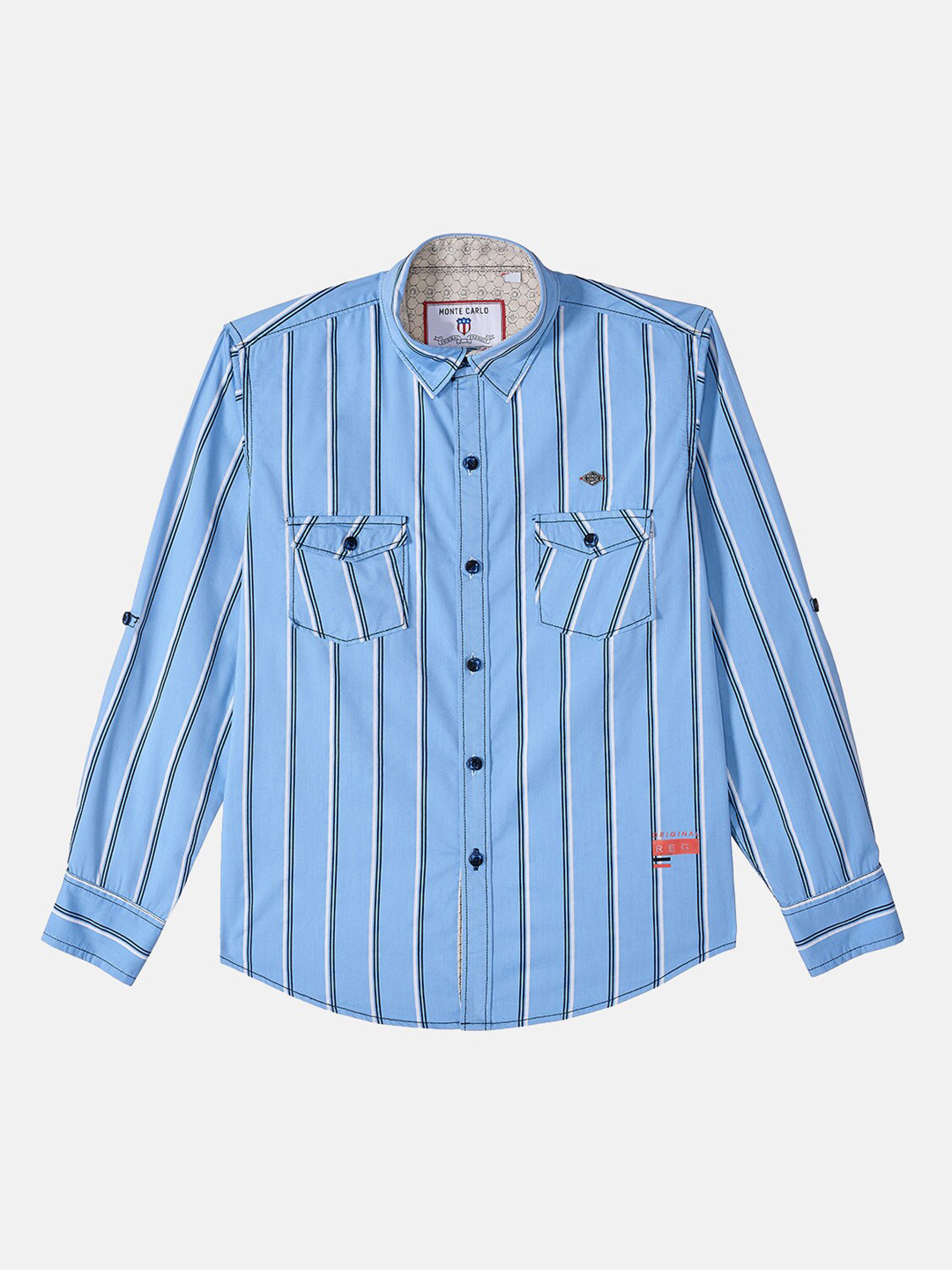 

Monte Carlo Boys Blue Striped Cotton Blend Casual Shirt
