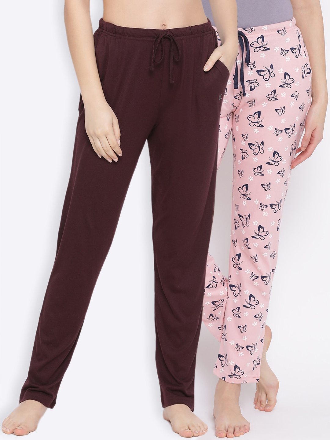 

Kanvin Women Pack Of 2 Pure Cotton Lounge Pants, Brown