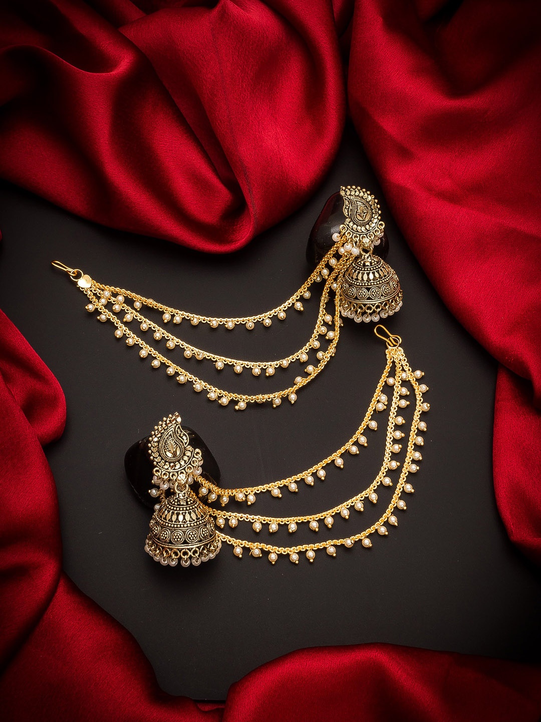 

aadita Gold-Toned Dome Shaped Drop Earrings