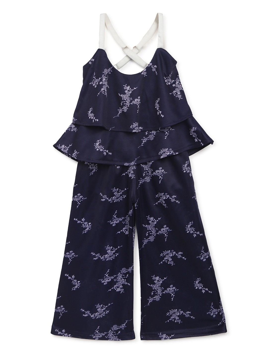 ADIVA Girls Navy Blue & White Printed Top with Palazzos