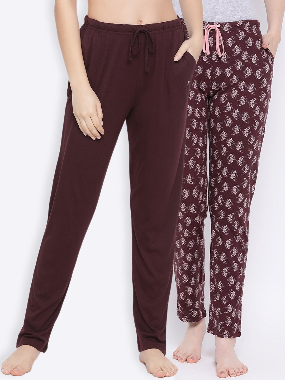

Kanvin Women Pack Of 2 Pure Cotton Lounge Pants, Brown