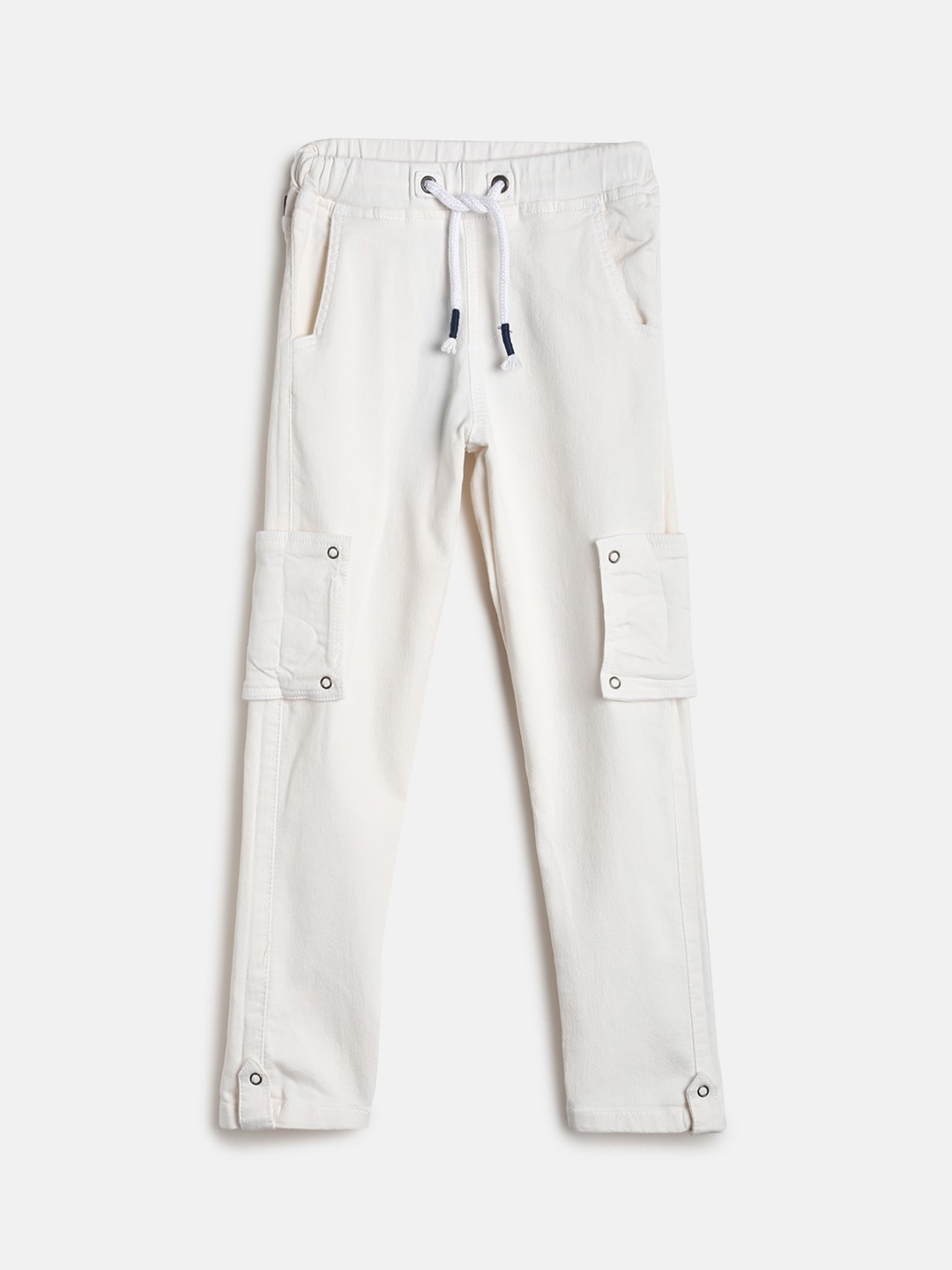 

TALES & STORIES Boys Off White Cotton Blend Cargos Trousers