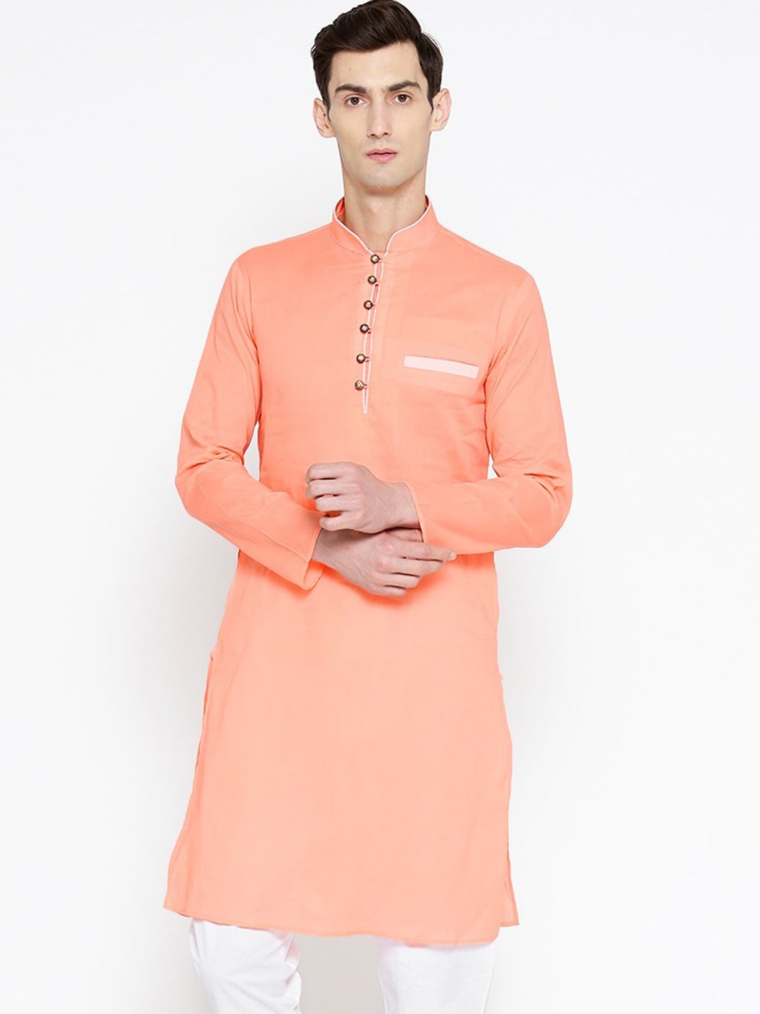 

SG LEMAN Men Peach-Coloured Kurta