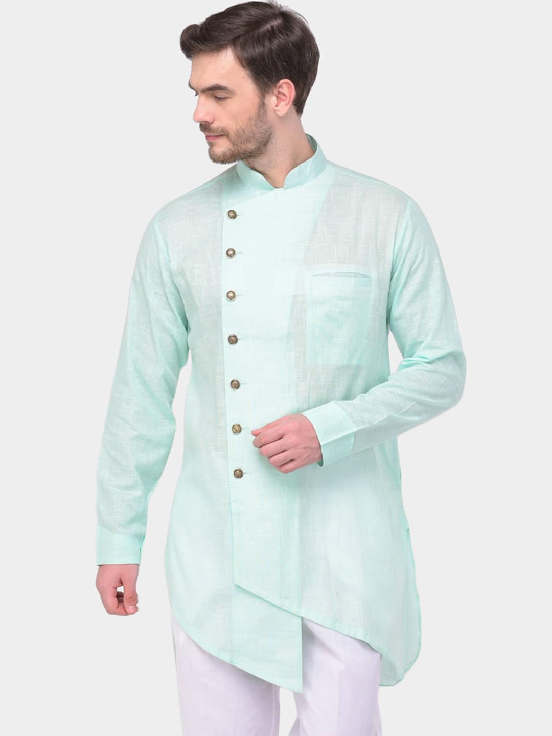

SG LEMAN Men Green Solid Kurta