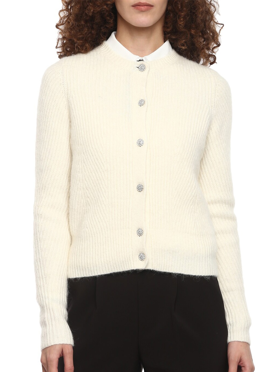 

Ted Baker Women White Ribbed Cardigan