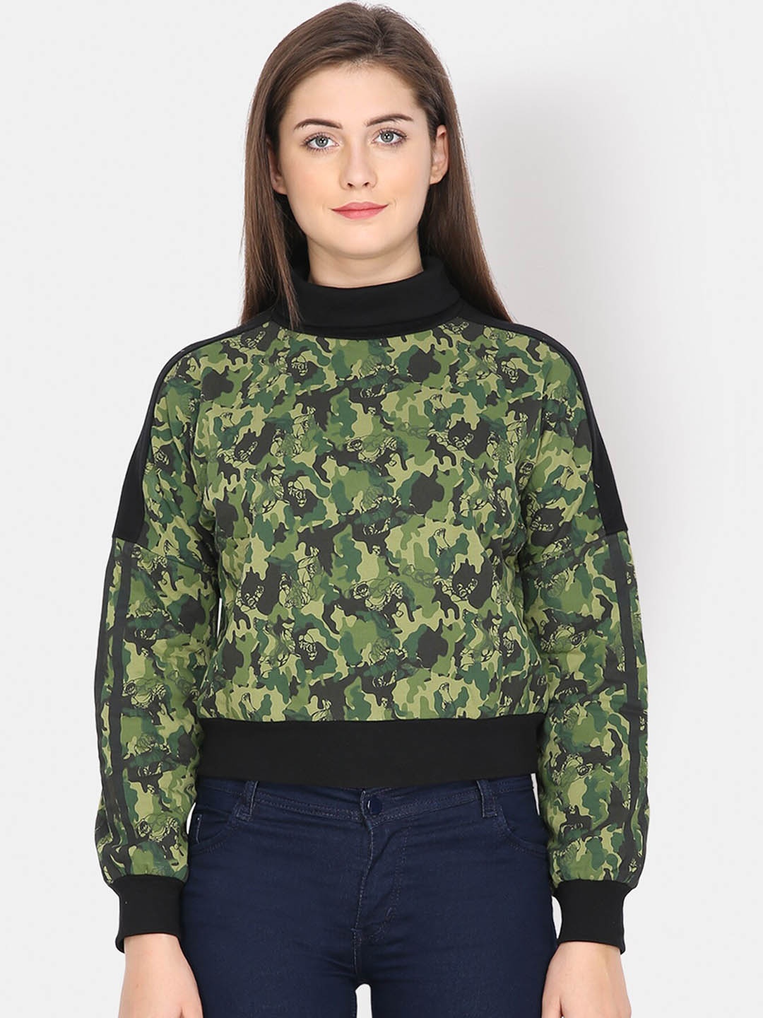 

Yaadleen Women Green Printed Sweatshirt