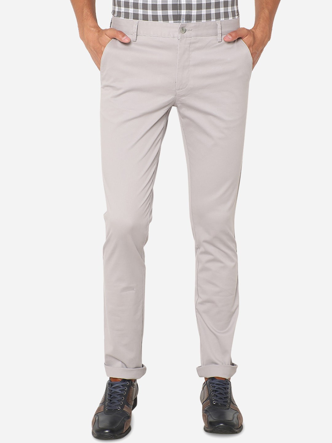 

Greenfibre Men Grey Slim Fit Regular Trousers