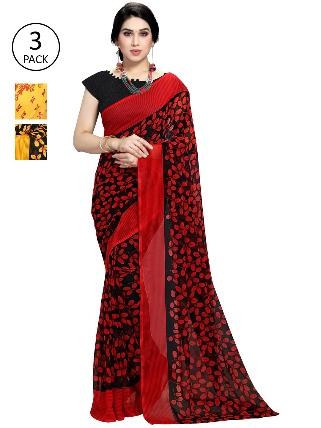 

KALINI Assorted Pack of 3 Poly Georgette Sarees