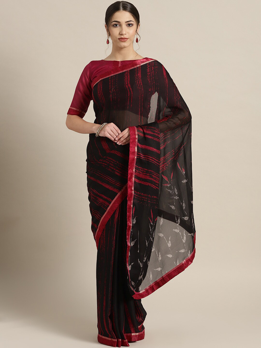 

Saree mall Black & Red Sarees
