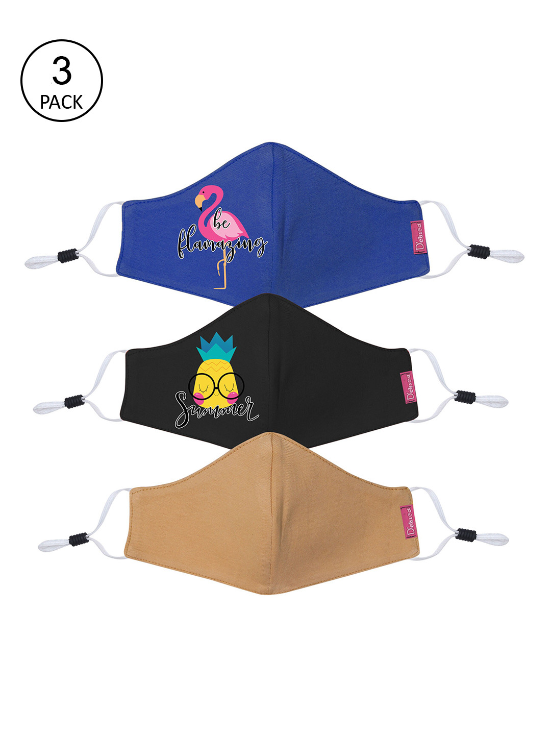 

DChica Girls Pack Of 3 Assorted 2-ply Reusable Cotton Cloth Masks