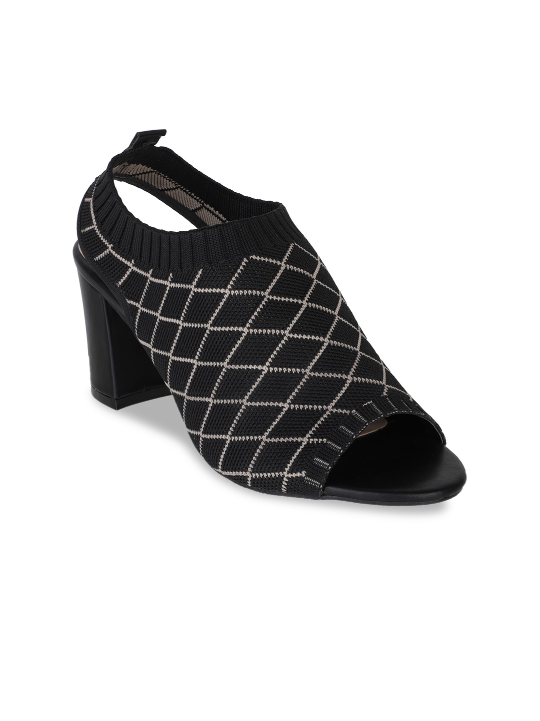 

Sherrif Shoes Black Textured Block Pumps with Buckle