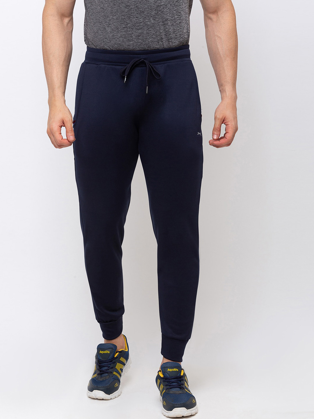 

Black Panther Men Navy Blue Solid Cotton Slim-Fit Joggers