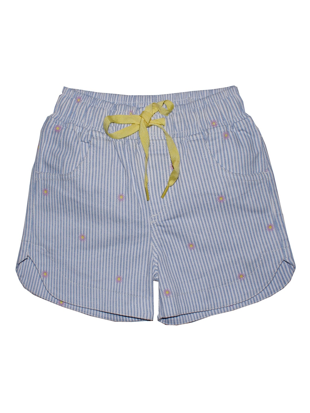 

KiddoPanti Girls White Striped Mid-Rise Regular Shorts
