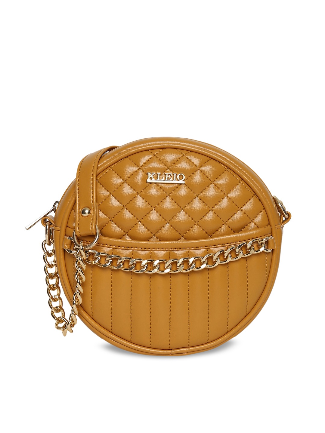 

KLEIO Mustard PU Structured Quilted Sling Bag