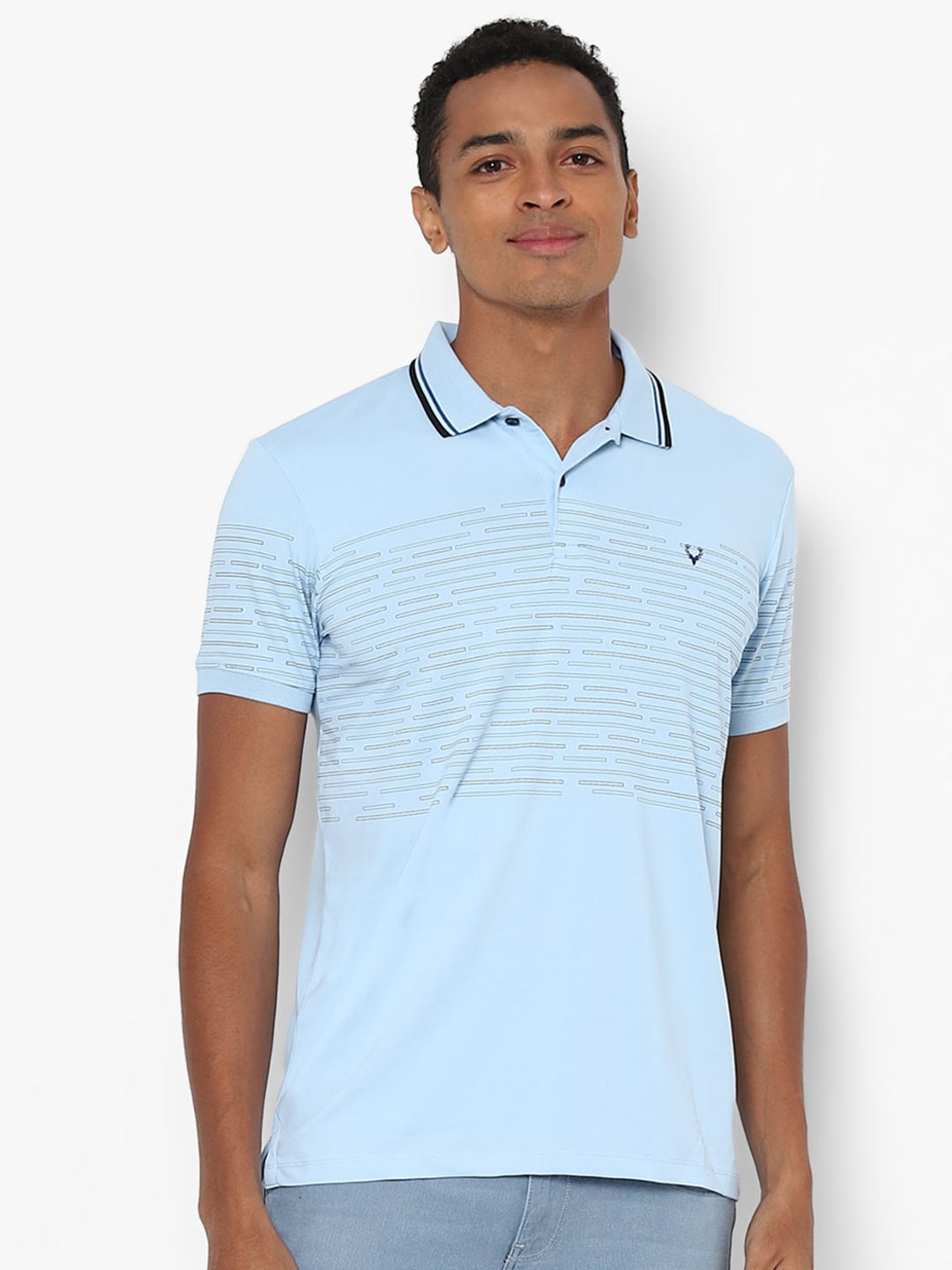 

Allen Solly Men Blue Printed Polo Collar T-shirt