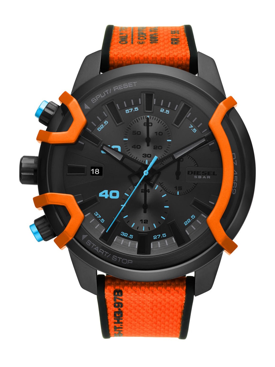 DIESEL Men Black Dial & Orange Straps Analogue Watch DZ4562, Multi