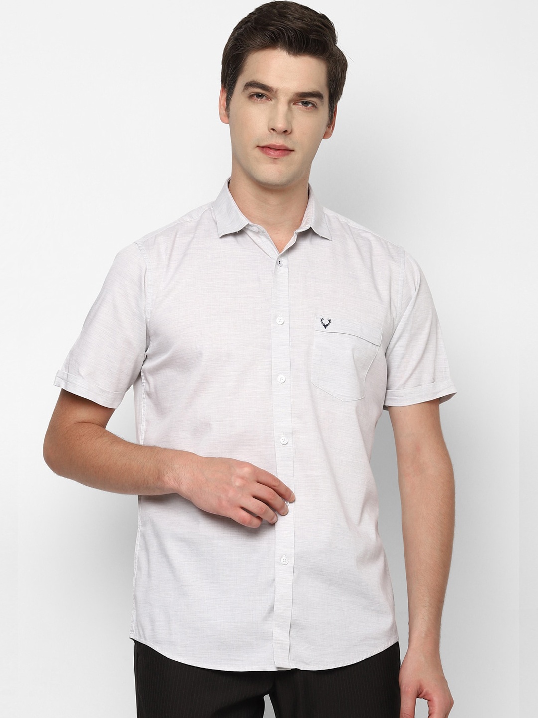 

Allen Solly Men Grey Slim Fit Solid Casual Shirt