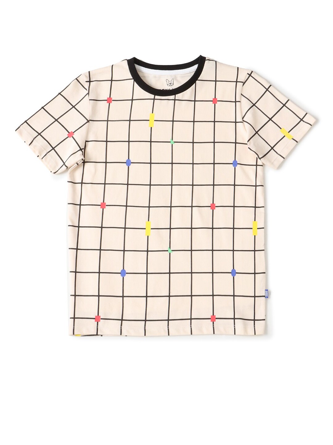

Jack & Jones Boys Beige Checked Henley Neck Monochrome T-shirt