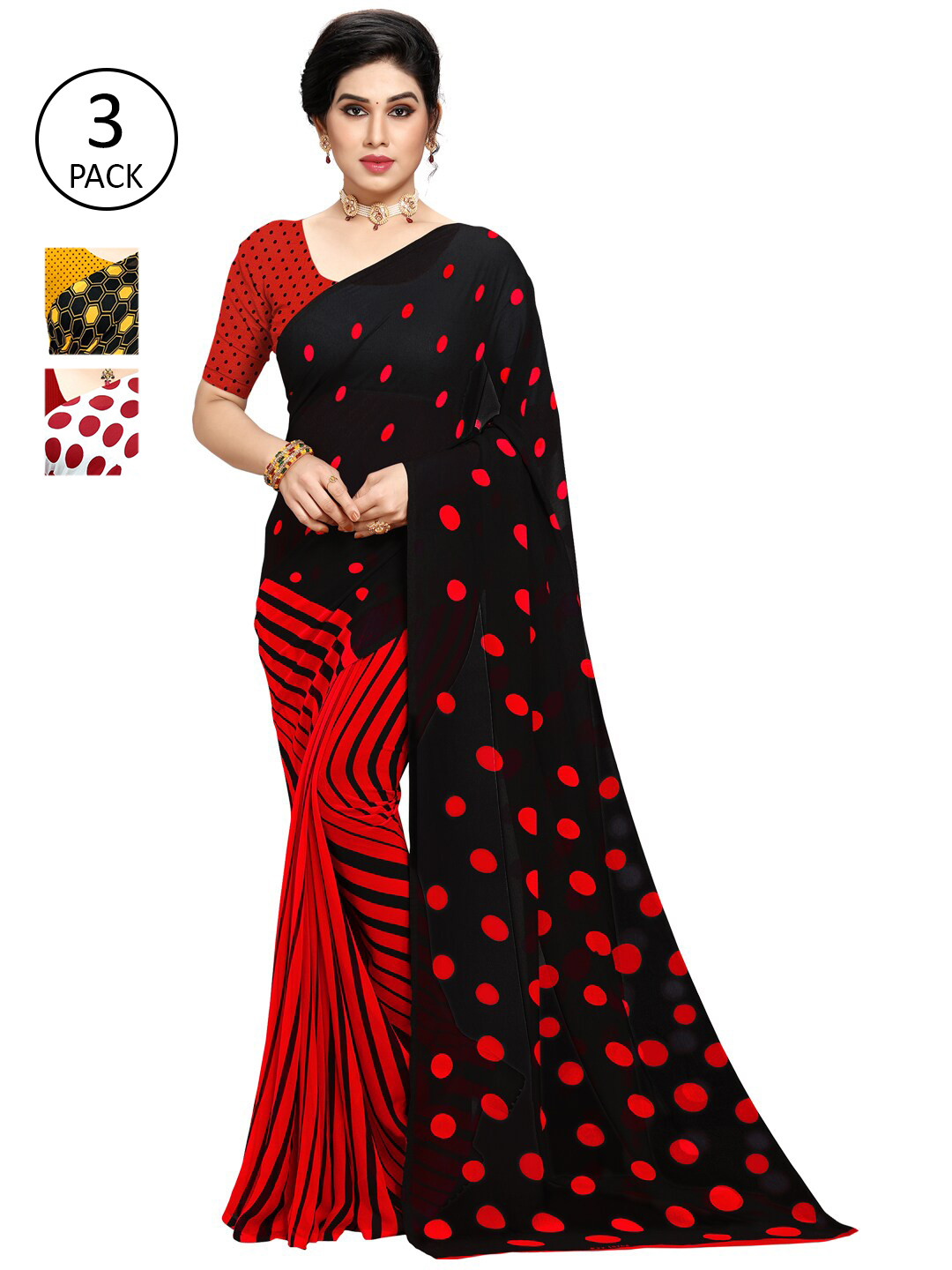 

KALINI Pack Of 3 Printed Saree, Yellow