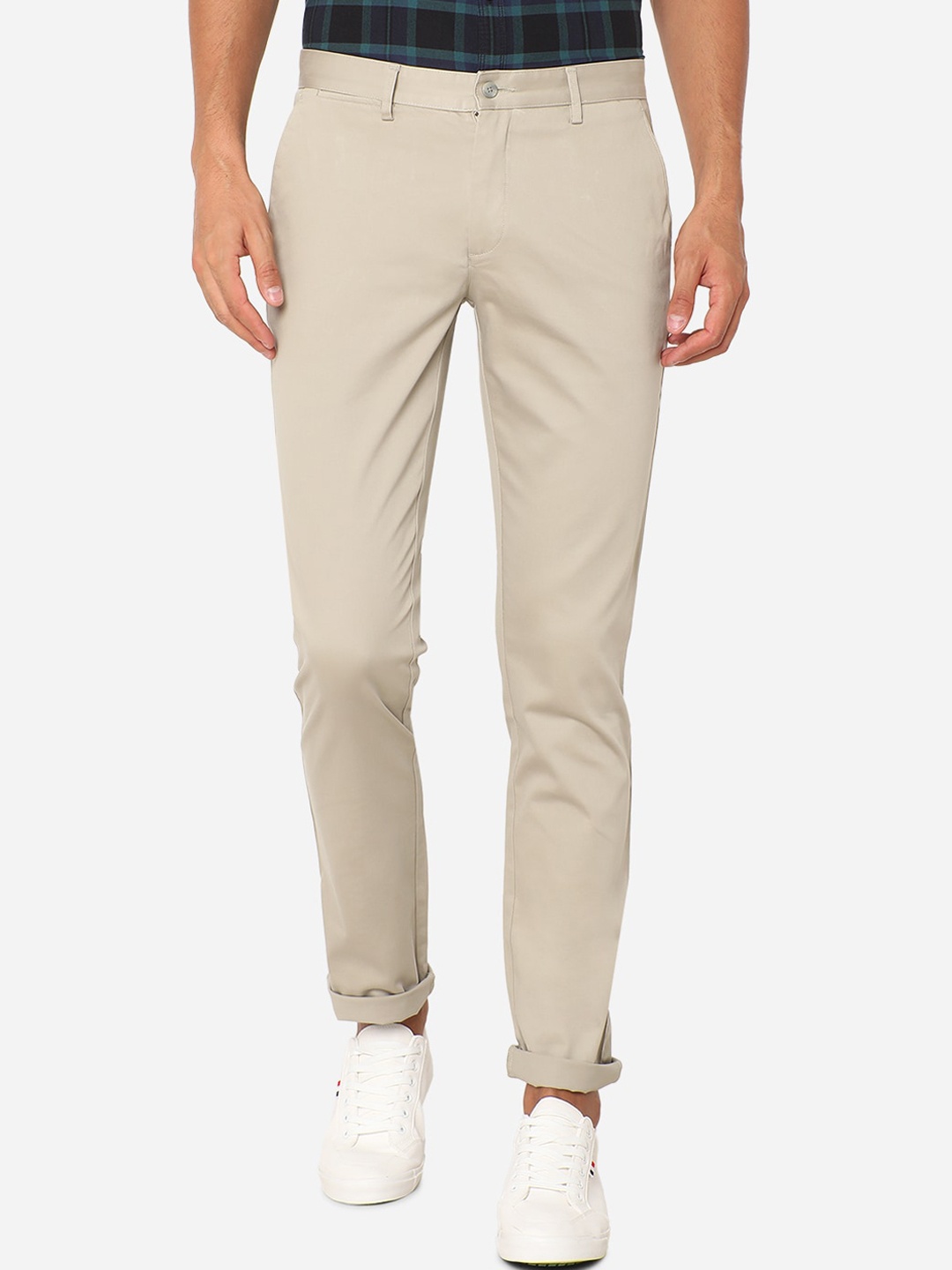 

Greenfibre Men Beige Slim Fit Regular Trousers