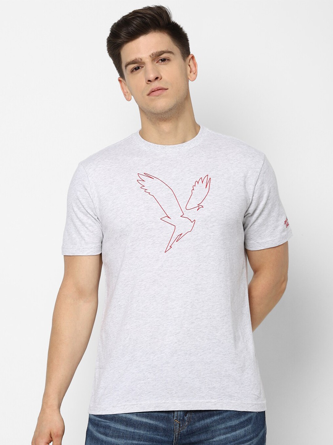 

AMERICAN EAGLE OUTFITTERS Men Grey Printed Raw Edge T-shirt