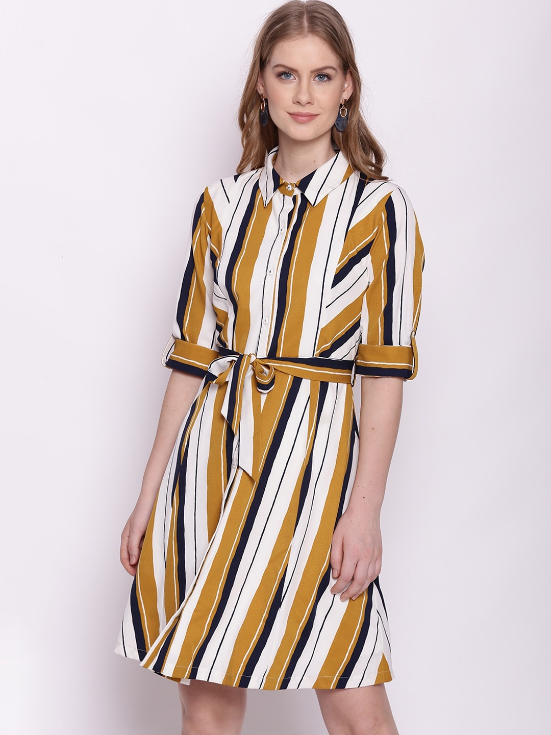 

Zink London White Striped Shirt Dress