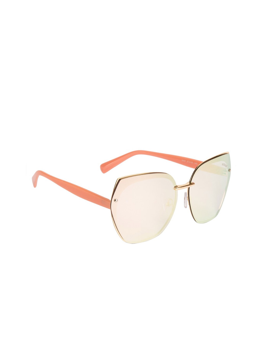 

Voyage Women Mirrored Lens Cateye Sunglasses with UV Protected Lens 3687MG2887C, Pink