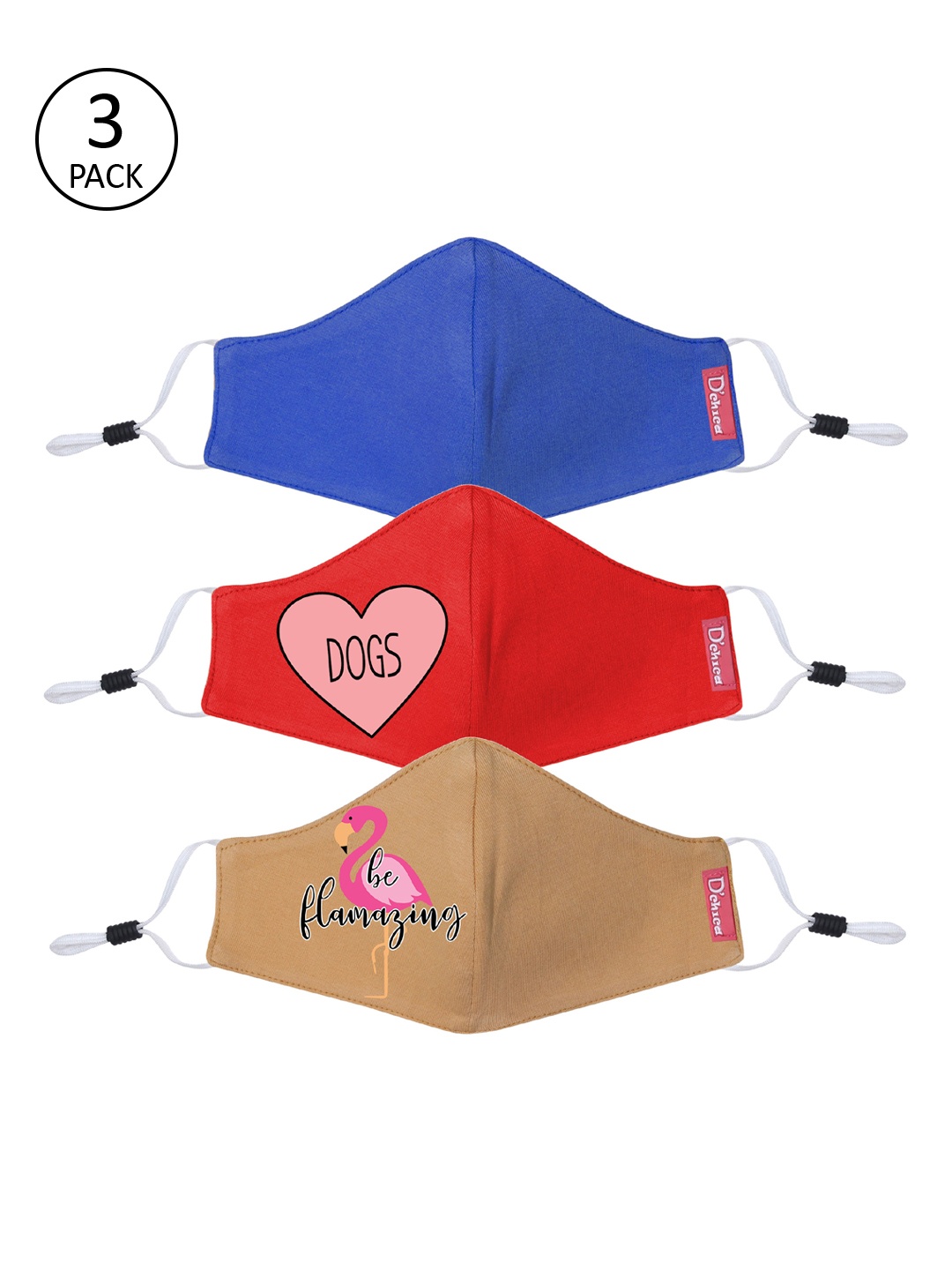 

DChica Girls Pack Of 3 Assorted Cotton 2-Ply Reusable Outdoor Cloth Masks