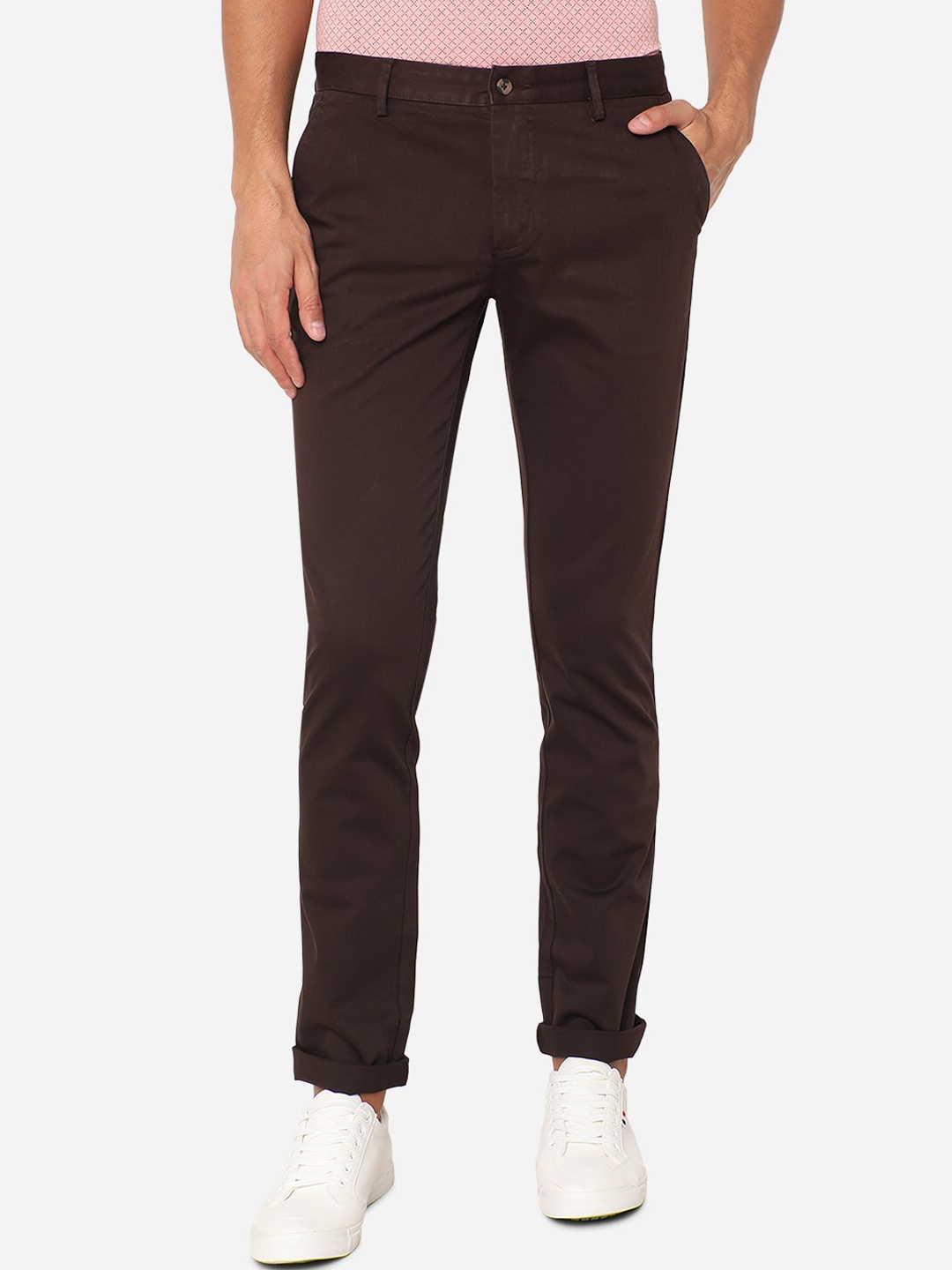 

Greenfibre Men Coffee Brown Slim Fit Chinos Trousers