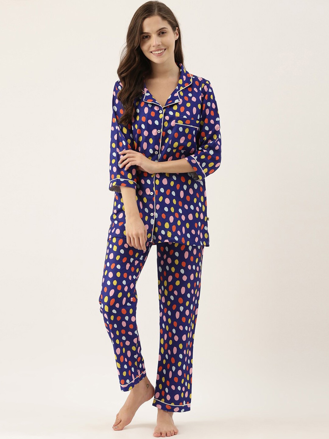 

Bannos Swagger Women Blue Printed Night suit
