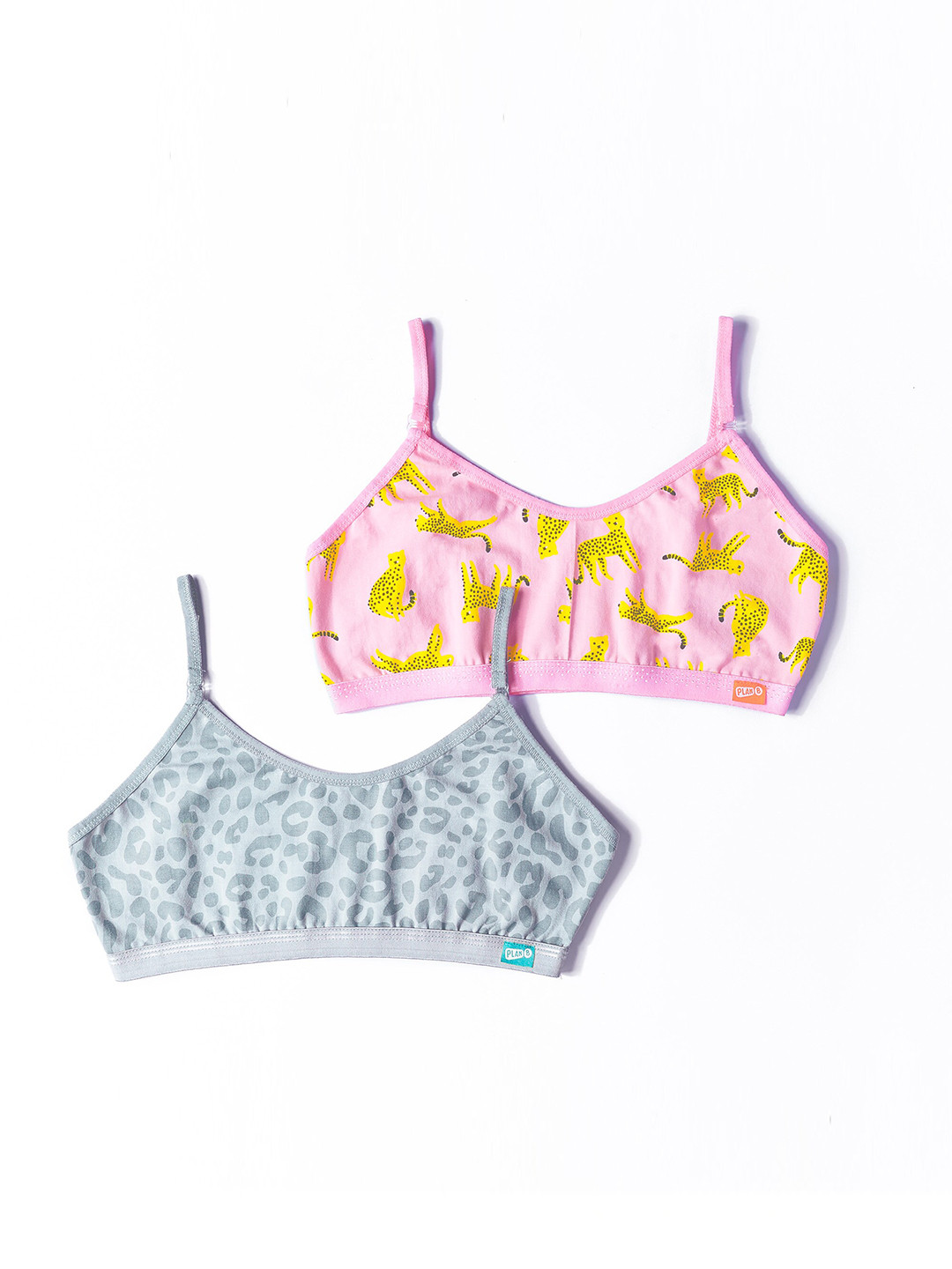 

You Got Plan B Girls Pack of 2 Grey & Pink Full Coverage Beginners Bras TBS-Spotted