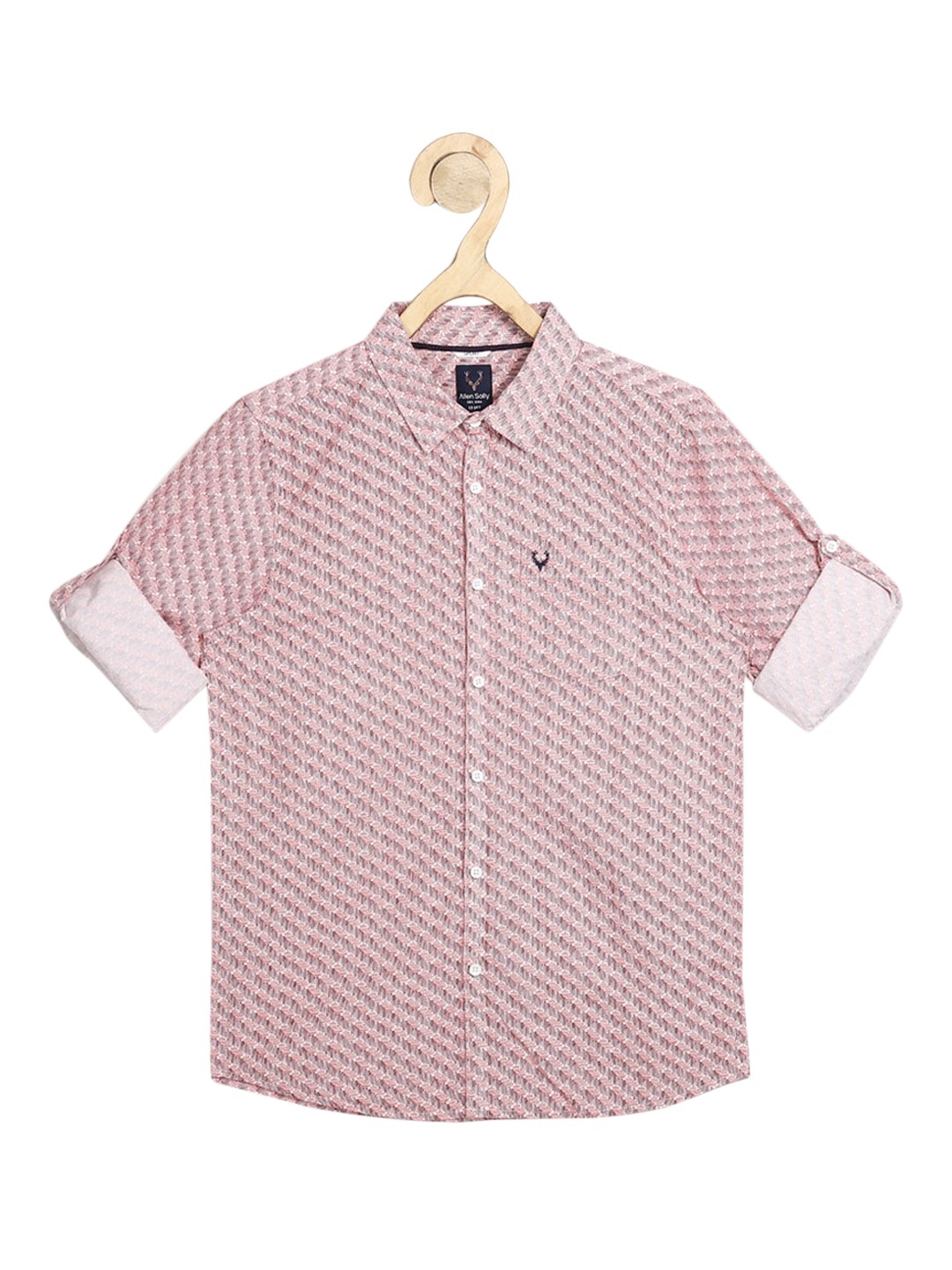 

Allen Solly Junior Boys Pink Slim Fit Printed Pure Cotton Casual Shirt
