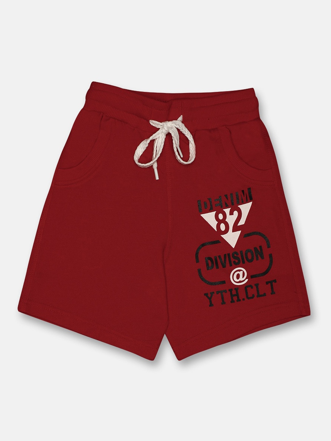 CHIMPRALA Unisex Kids Red Printed Mid-Rise Regular Shorts