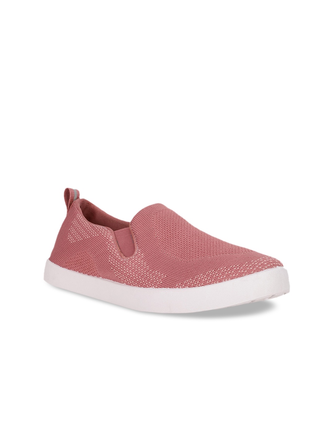 Bata Women Red Woven Design PU Slip-On Sneakers