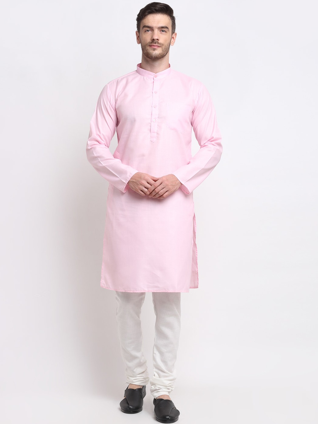 

Benstoke Men Pink & White Kurta with Churidar