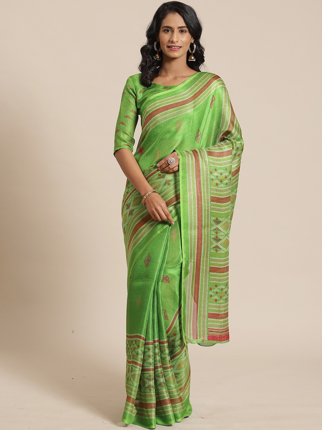 

Saree mall Green Jute Silk Sarees
