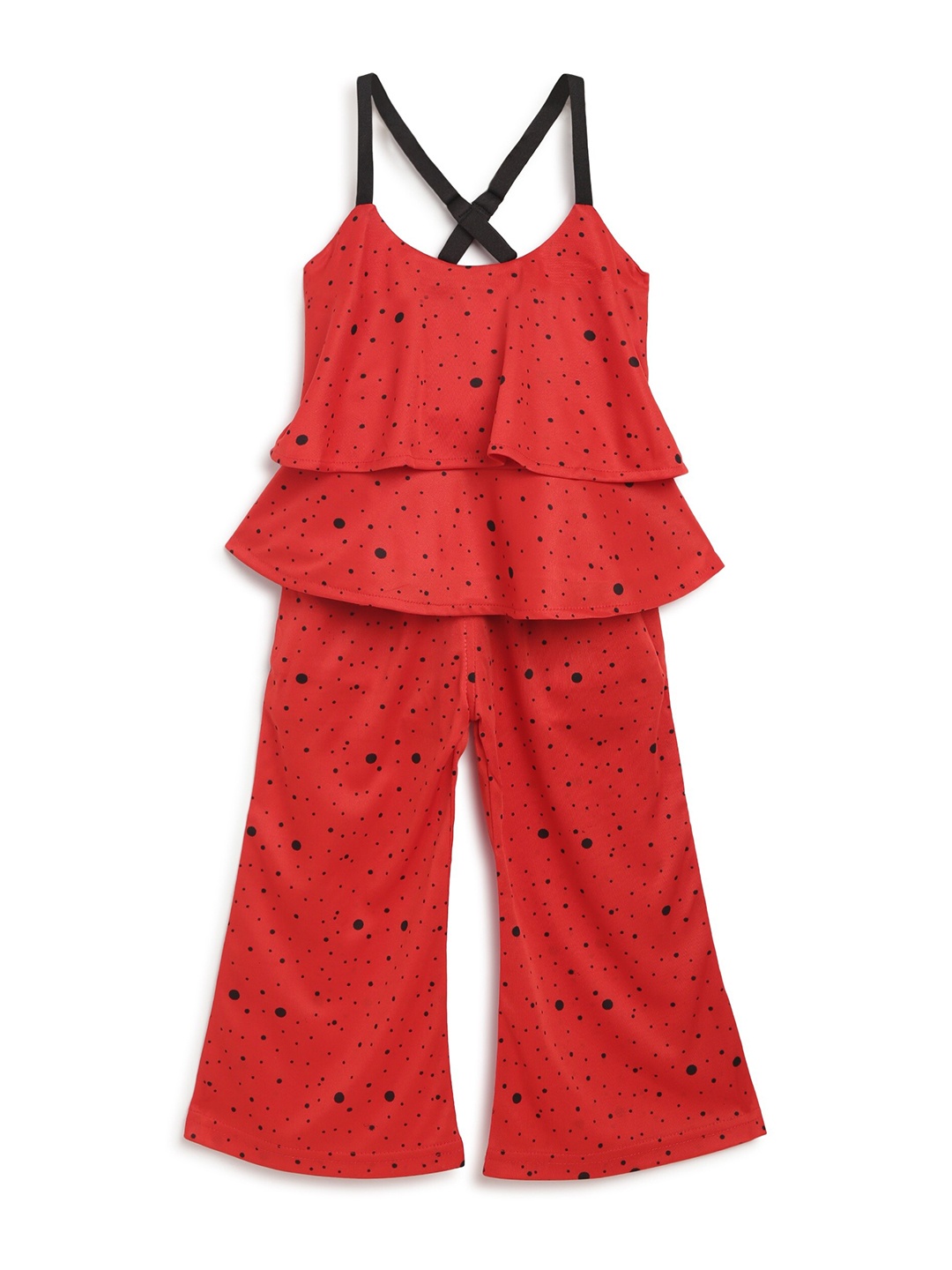 

ADIVA Girls Red & Black Printed Top with Palazzos
