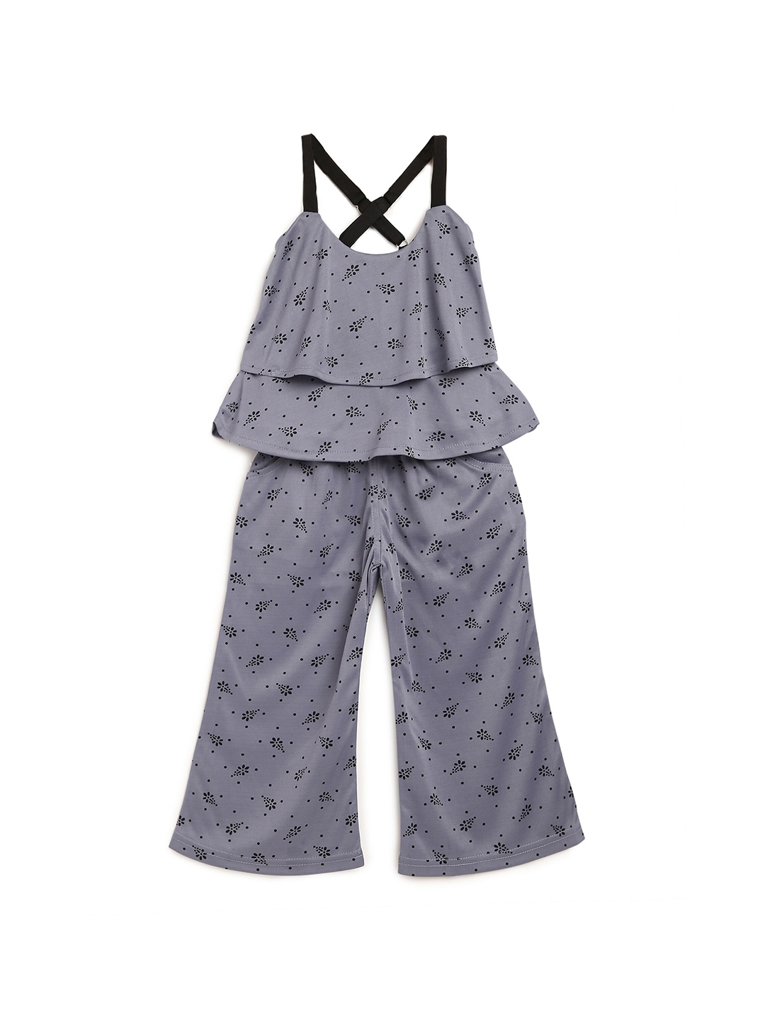 

ADIVA Girls Grey & Black Printed Top with Palazzos