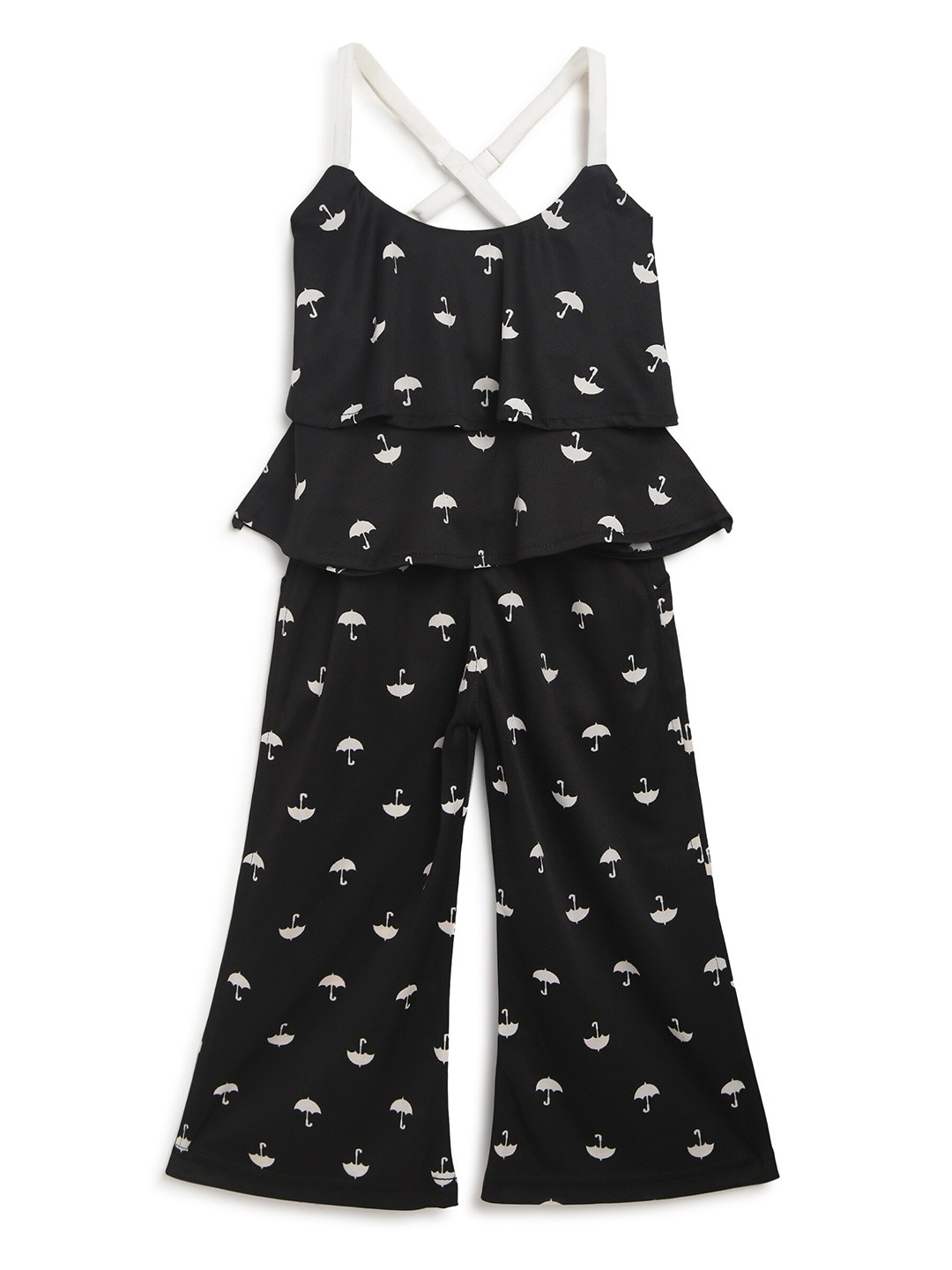 

ADIVA Girls Black & White Printed Top with Palazzos