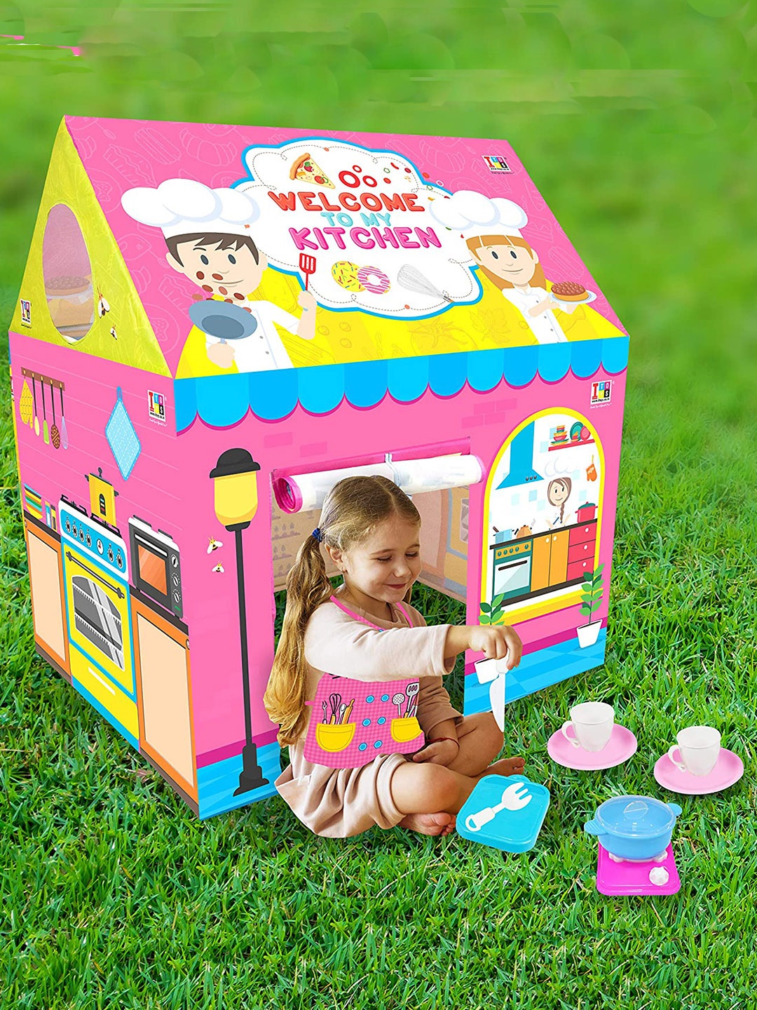 

ITOYS Kids Multicolor Kitchen Play House Tent With Kitchen Set, Multi