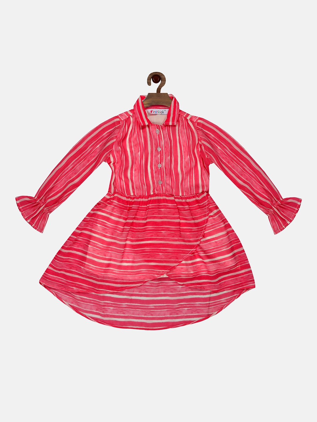 

First Kick Pink Striped A-Line Dress