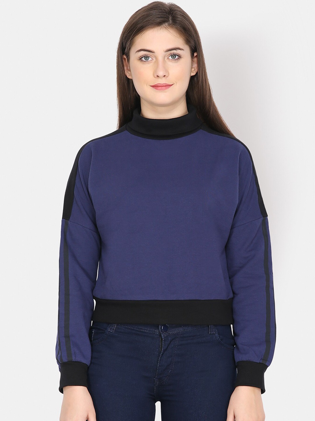

Yaadleen Women Navy Blue Sweatshirt