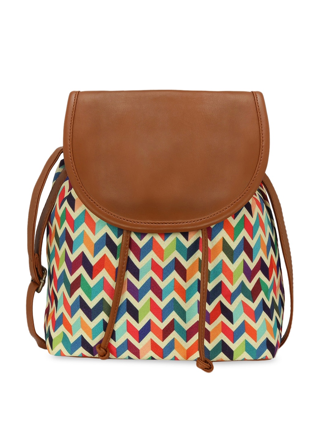 

KLEIO Multi Geometric Printed PU Oversized Structured Handheld Bag with Fringed
