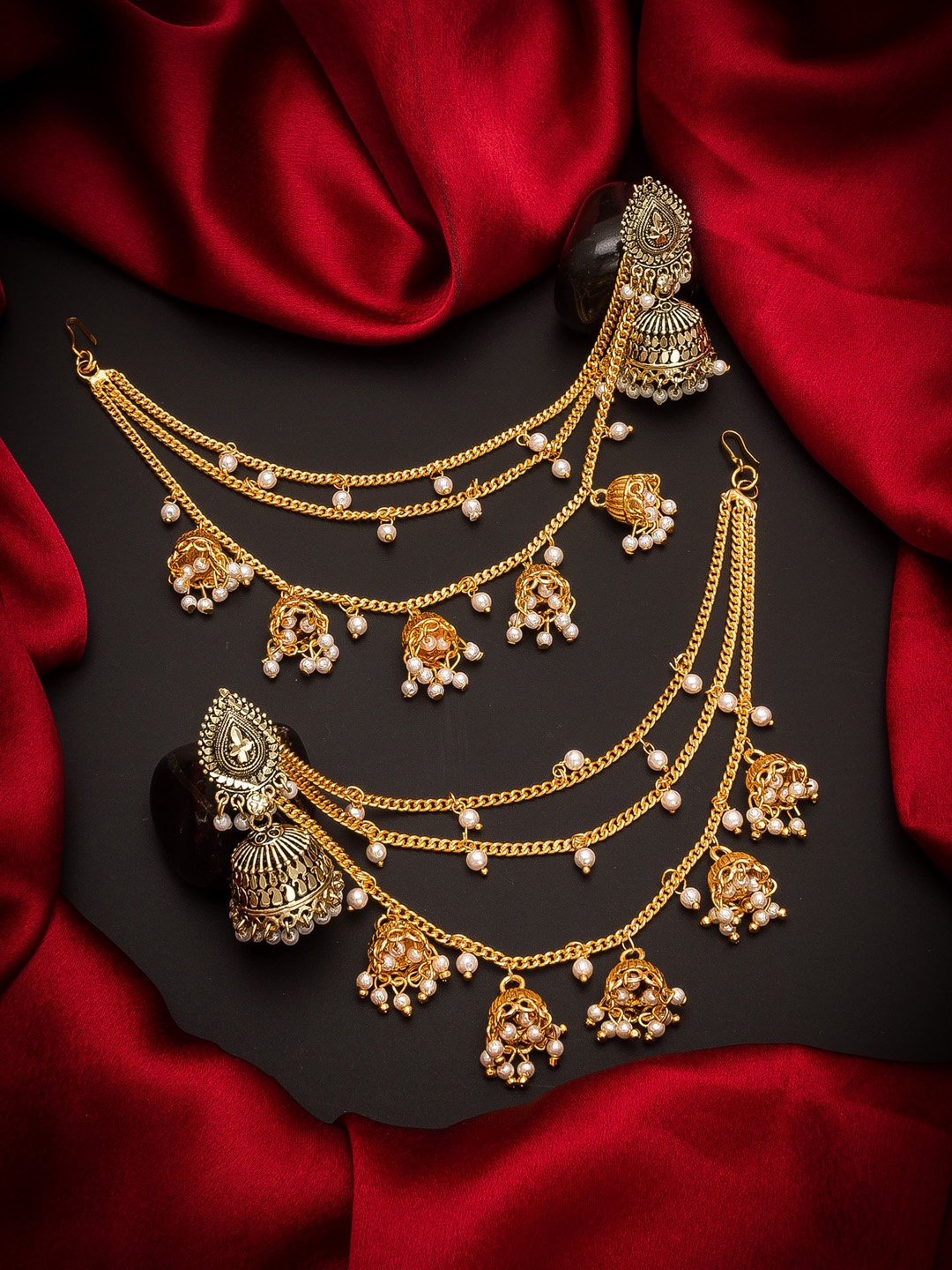 

aadita Gold-Toned Dome Shaped Drop Earrings