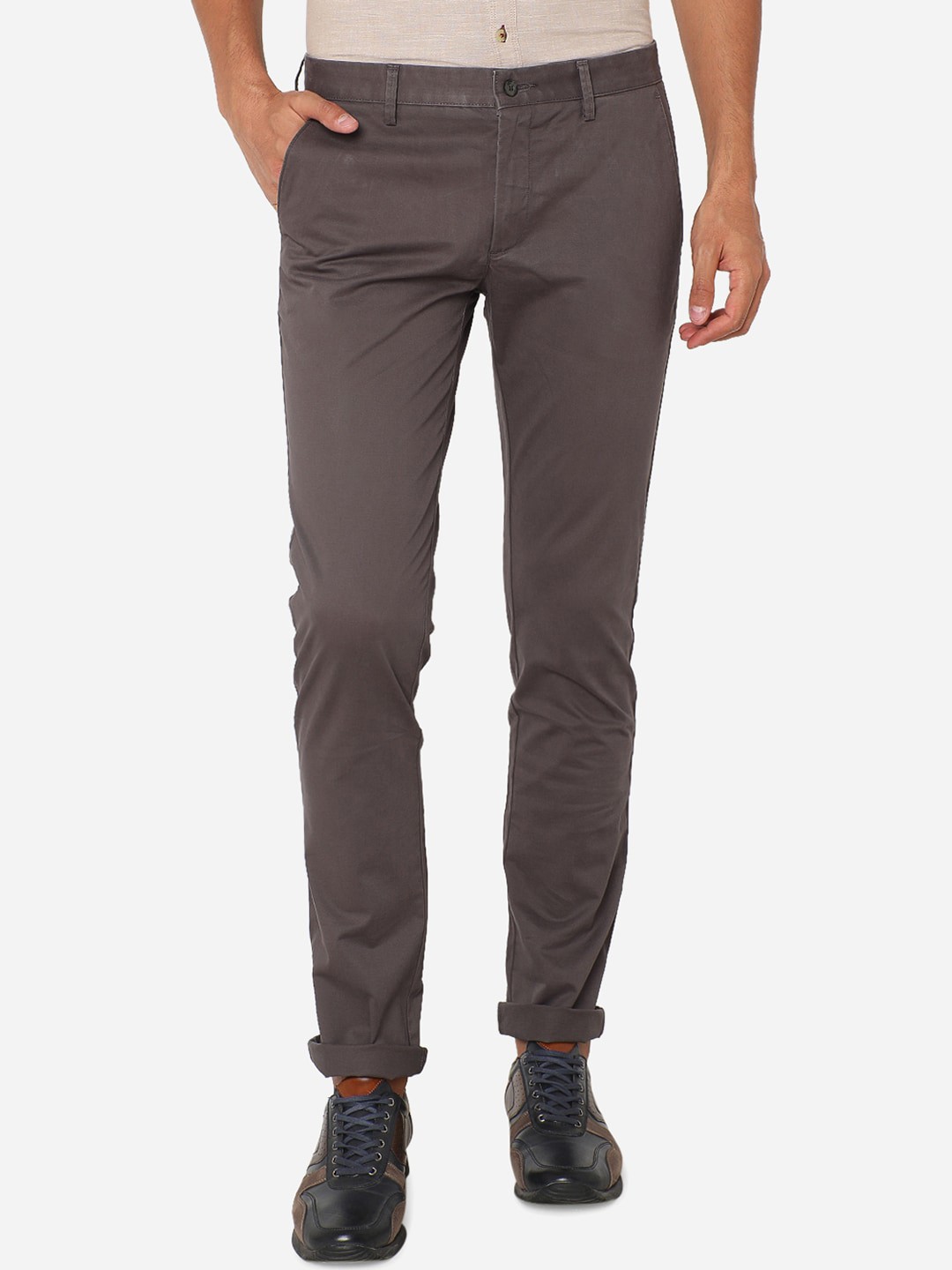 

Greenfibre Men Grey Slim Fit Regular Trousers