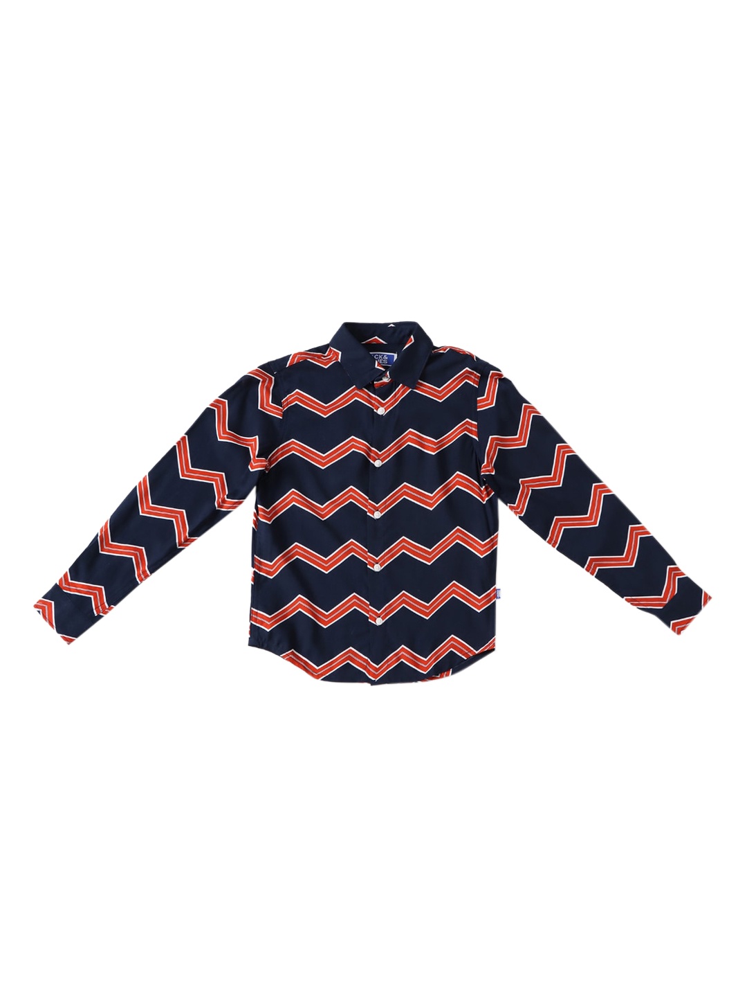 

Jack & Jones Boys Navy Blue Chevron Printed Casual Shirt
