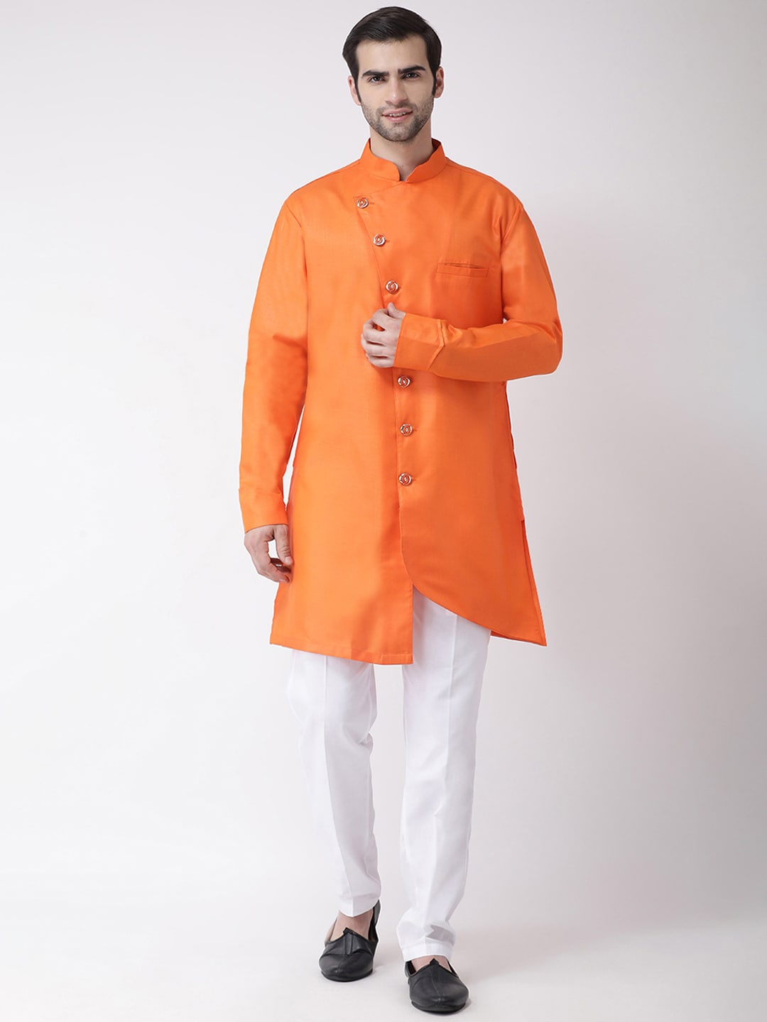 

SG LEMAN Men Orange Angrakha Kurta with Trouser