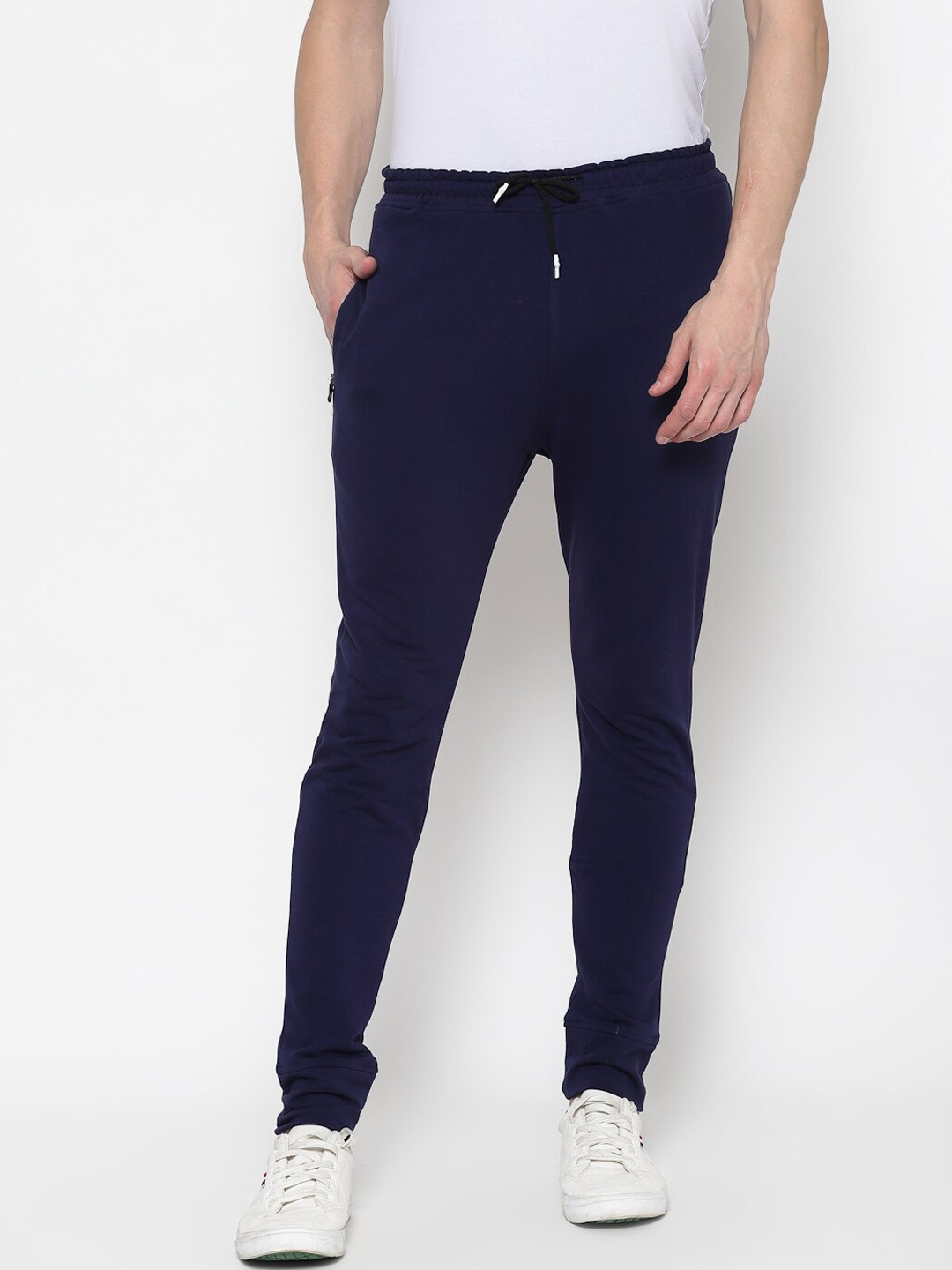 

PAUSE SPORT Men Navy Blue Slim-Fit Antimicrobial Cotton Joggers
