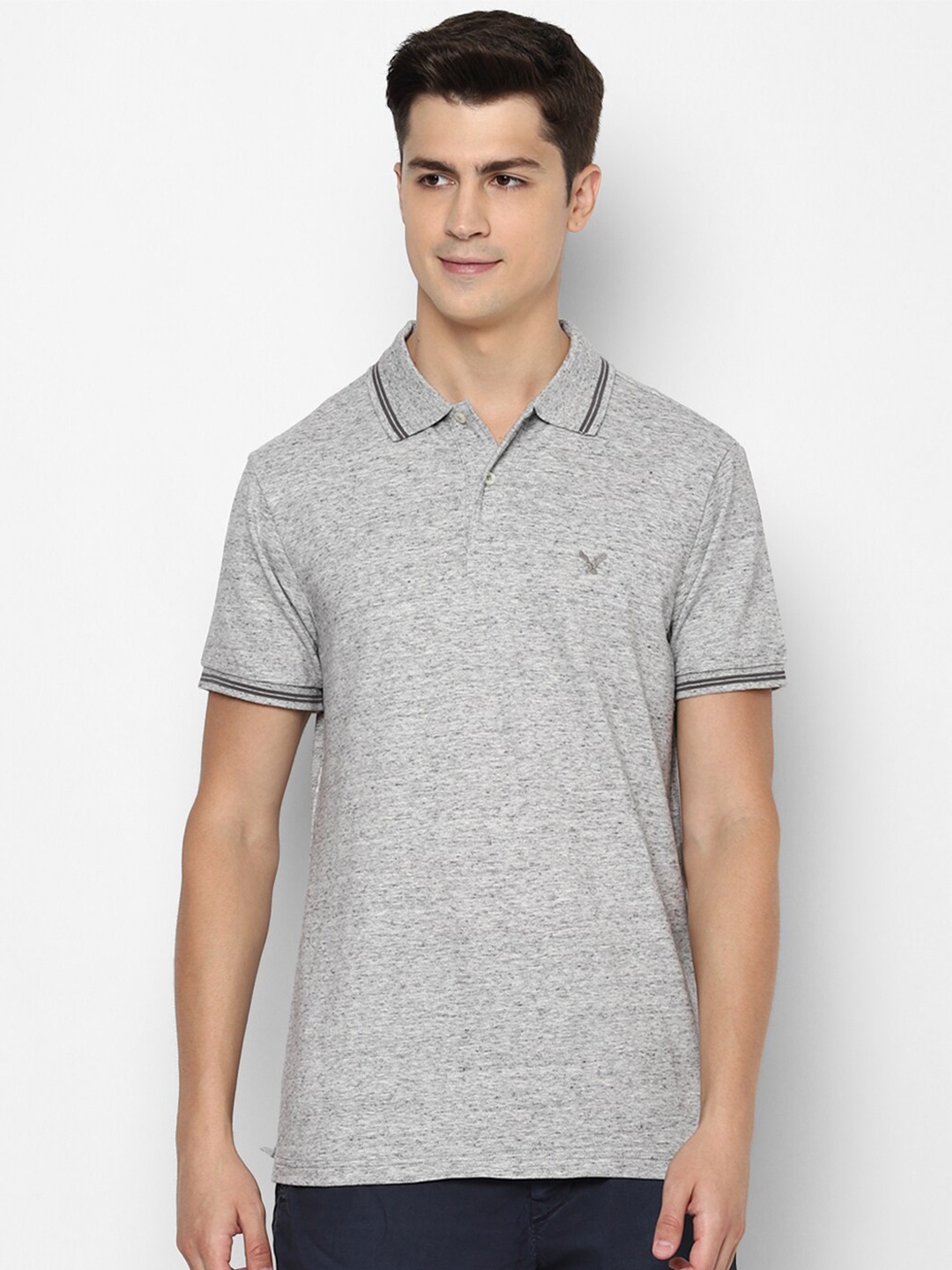 AMERICAN EAGLE OUTFITTERS Men Grey Polo Collar T-shirt
